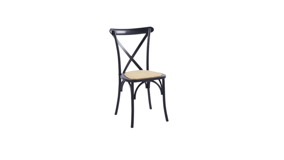 silla negra madera rattan